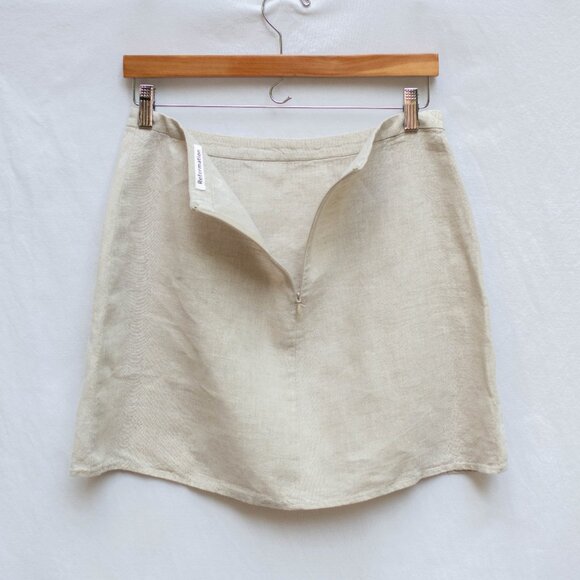 Reformation Mini Skirt Sz 10 W29 Linen Ecru Slit Hem Boho Festival Summer Chic - Picture 3 of 6